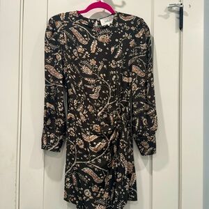 ba&sh mini dress XS, dark brown with pattern